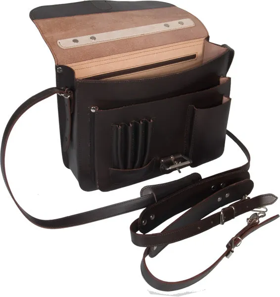 MAYFAIR VEGETABLE TANNED DARK BROWN LEATHER SMALL SATCHEL / BACKPACK