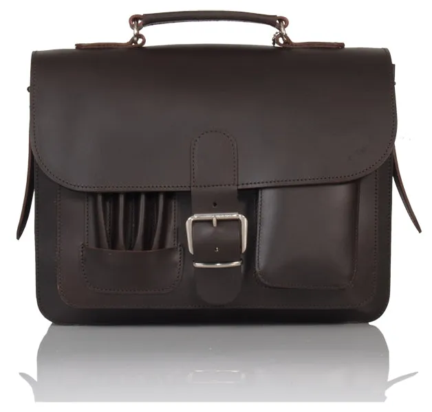 MAYFAIR VEGETABLE TANNED DARK BROWN LEATHER SMALL SATCHEL / BACKPACK