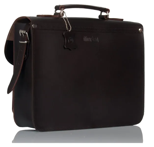 MAYFAIR VEGETABLE TANNED DARK BROWN LEATHER SMALL SATCHEL / BACKPACK