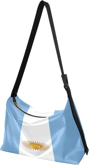 MCHIVER Flag Hobo Shoulder Bag for Women Men PU Leather Crossbody Bag Slouchy Tote Handbags for Working Shopping Traveling
