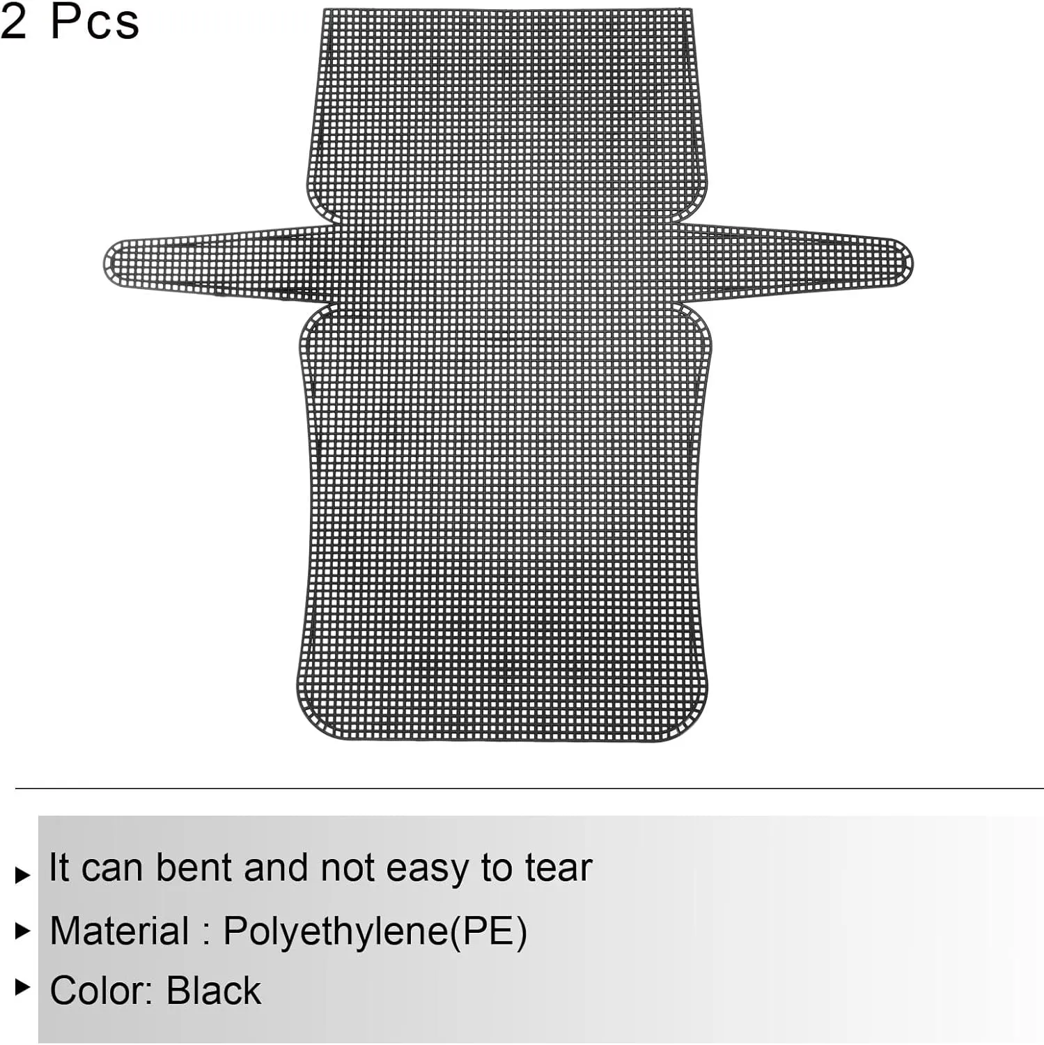 MECCANIXITY 2Pcs Plastic Mesh Canvas Sheet 6 Count 49.6 cm/ 19.5" for Crochet Bag Making Crossbody Bag Blank Canvas for Embroidery Needlepoint, Bag, Knit Crochet Mesh, Black