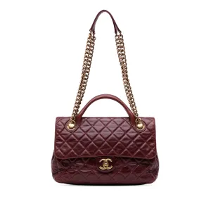 Medium Glazed Calfskin Castle Rock Top Handle Flap