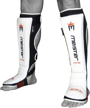 Meister Edge Leather Instep Shin Guards w/Gel Padding (Pair) - White