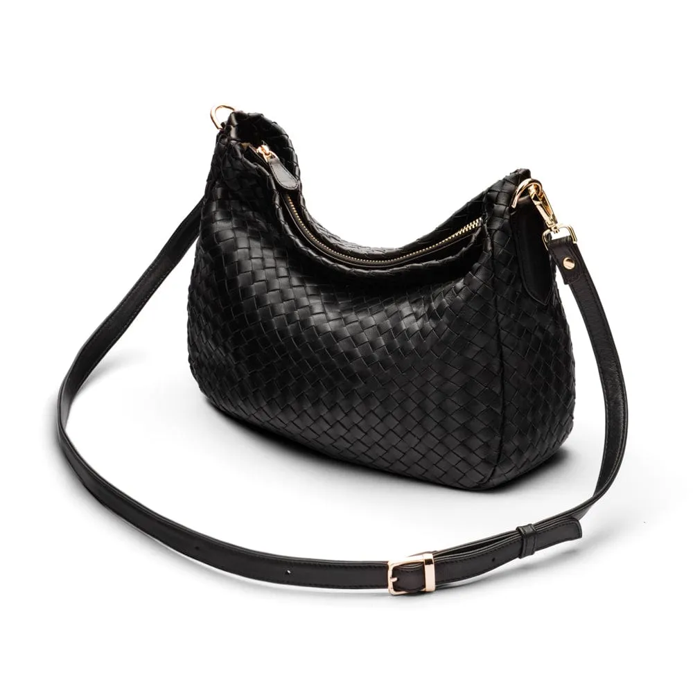 Melissa Slouchy Leather Woven Bag - Black