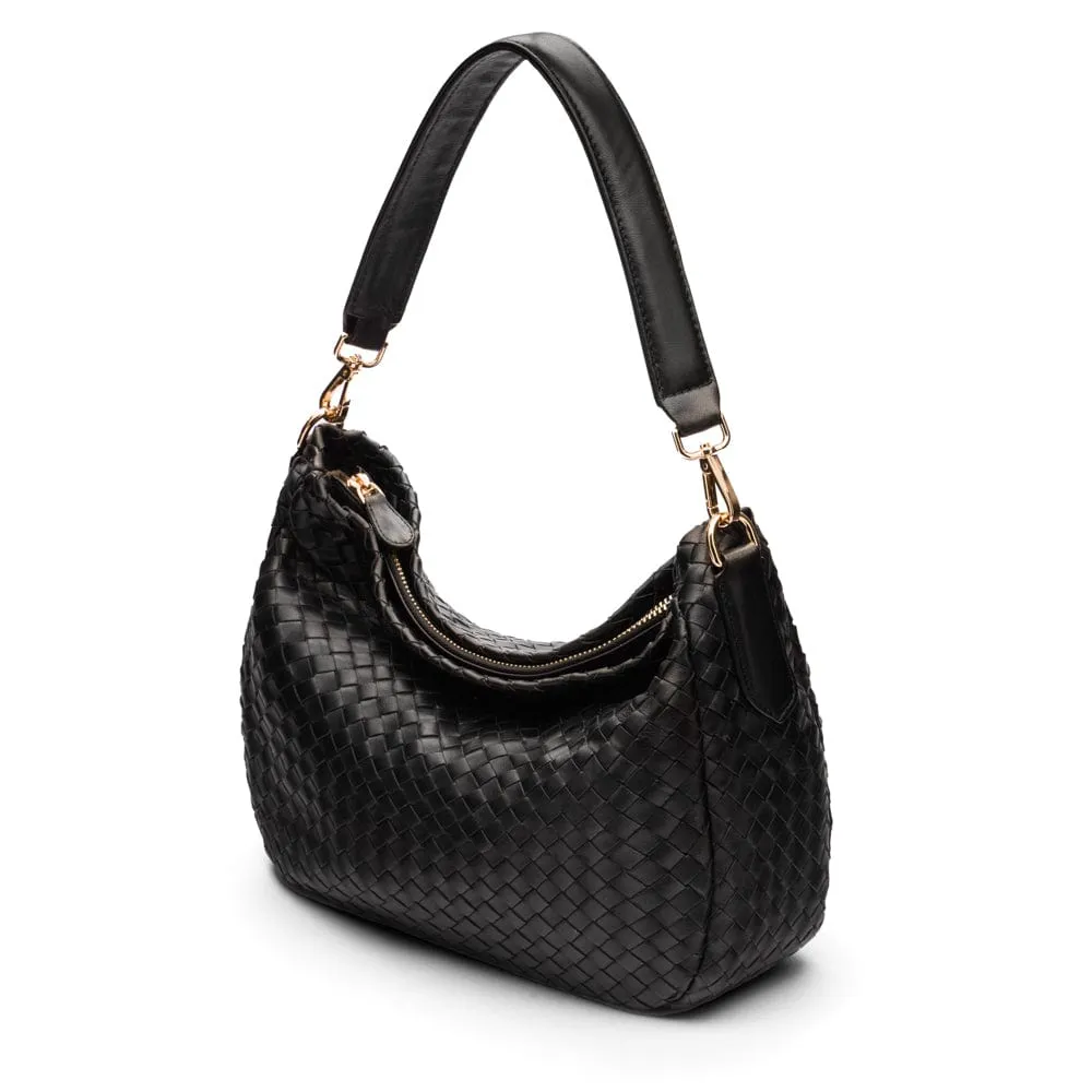 Melissa Slouchy Leather Woven Bag - Black