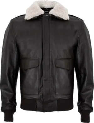 Men's Air Force A2 USAF Brown Pilot Aviator Real Leather Flight Bomber Jacket