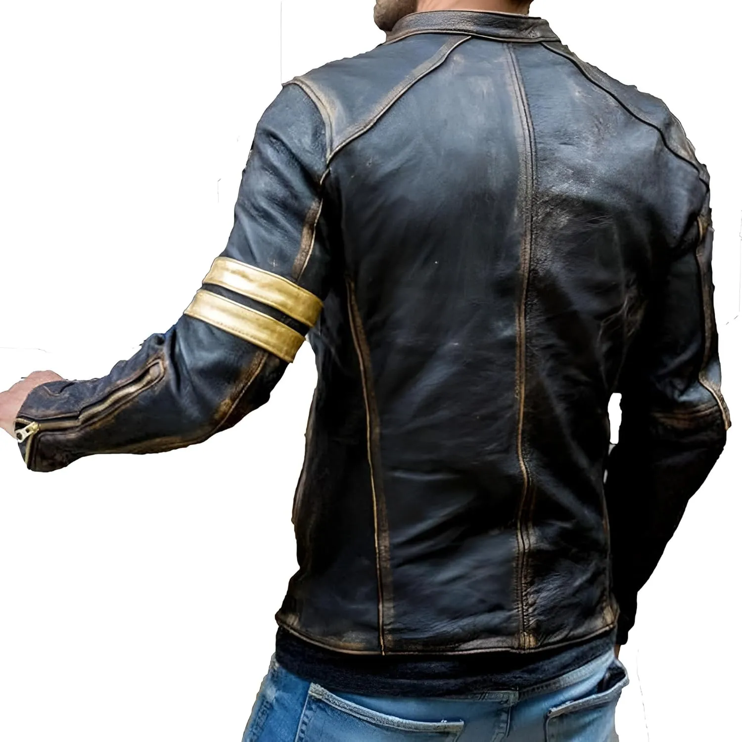 Mens Elite Distressed Real Lambskin Café Racer Motorcycle Jacket - Vintage Biker Fashion Leather Jacket