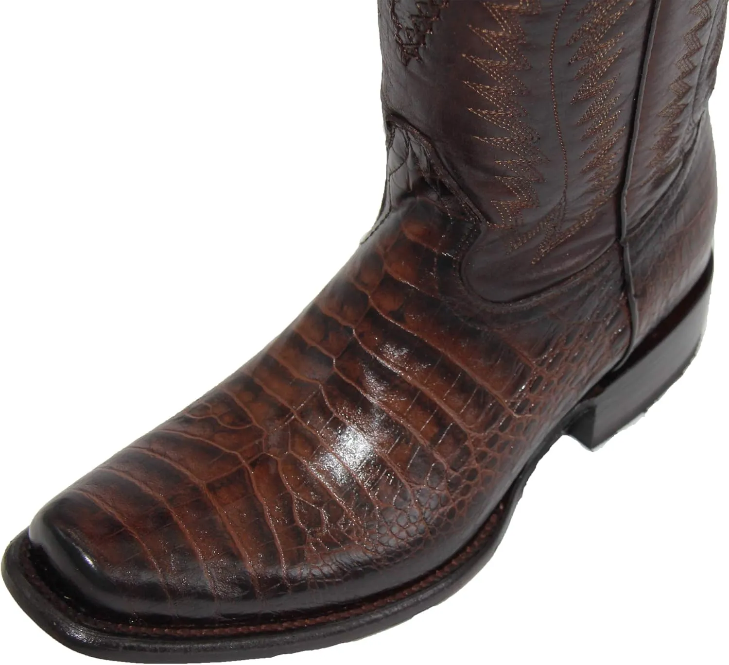 Mens Genuine Leather Caiman Crocodile Print Desgin Cowboy Western Boots