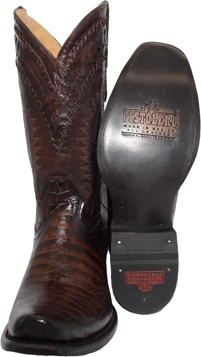 Mens Genuine Leather Caiman Crocodile Print Desgin Cowboy Western Boots