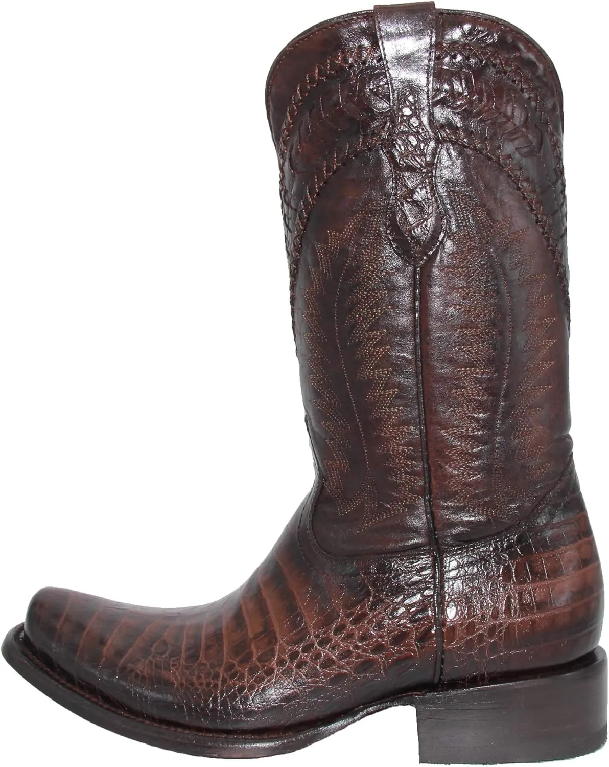 Mens Genuine Leather Caiman Crocodile Print Desgin Cowboy Western Boots