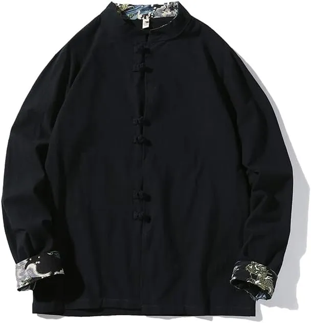 Men's Hanfu Top Shirt Tai Chi Kung Fu Jacket T-Shirt Oriental Asian Clothing Lay Buddhist Meditation Clothes
