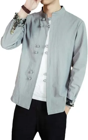 Men's Hanfu Top Shirt Tai Chi Kung Fu Jacket T-Shirt Oriental Asian Clothing Lay Buddhist Meditation Clothes