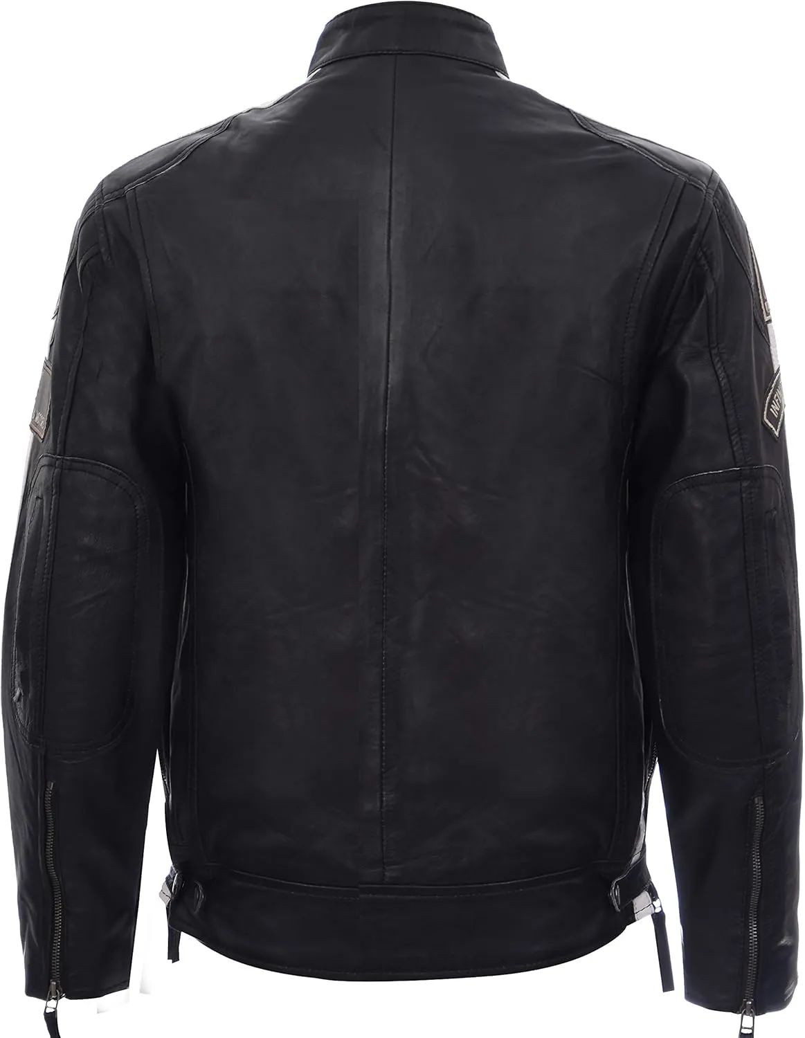 Men's Real Racing Black Nappa Leather Moto Biker Jacket…