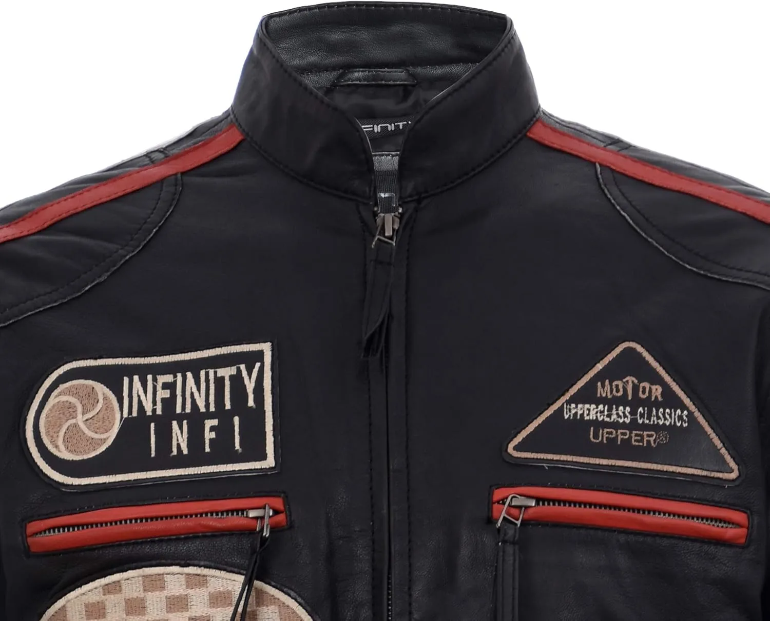 Men's Real Racing Black Nappa Leather Moto Biker Jacket…