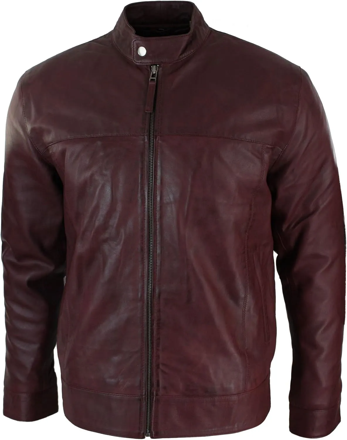 Mens Real Suede Leather Classic Zip Jacket Camel Turn Down Collar Vintage Retro