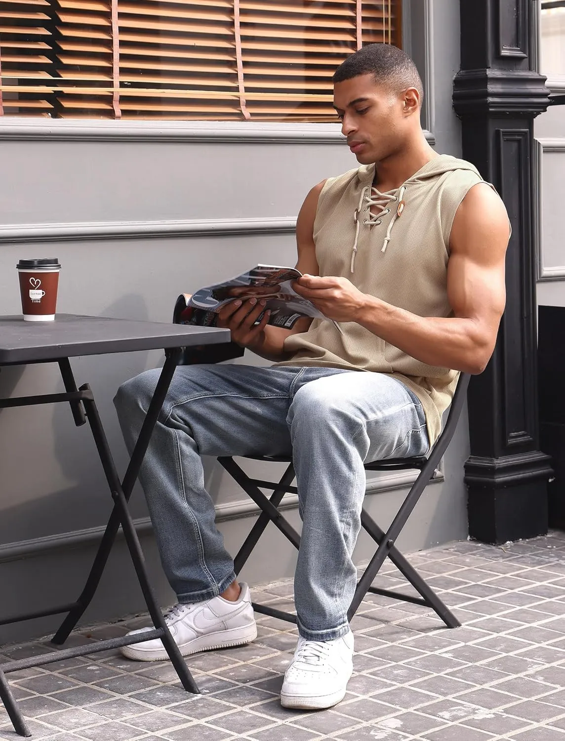 Men's Sleeveless Hooded Tank Top Pullover Cut Off Shirts with Pocket Hoodies Tank Tops Vest Casual Workout