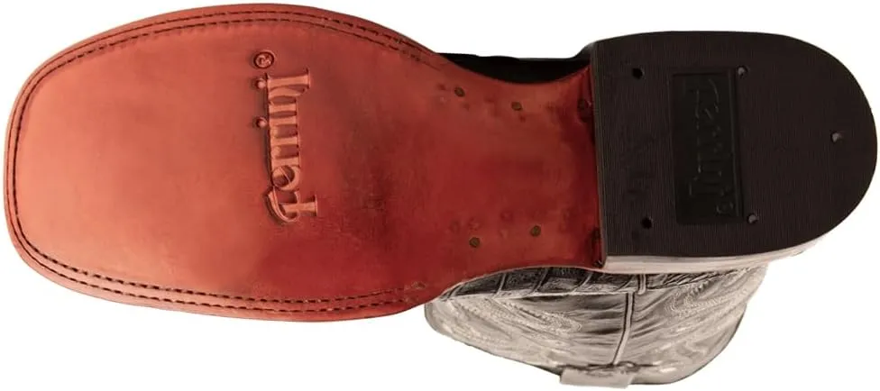 Mens Stampede Crocodile Embroidered Square Toe Casual Boots Mid Calf - Black