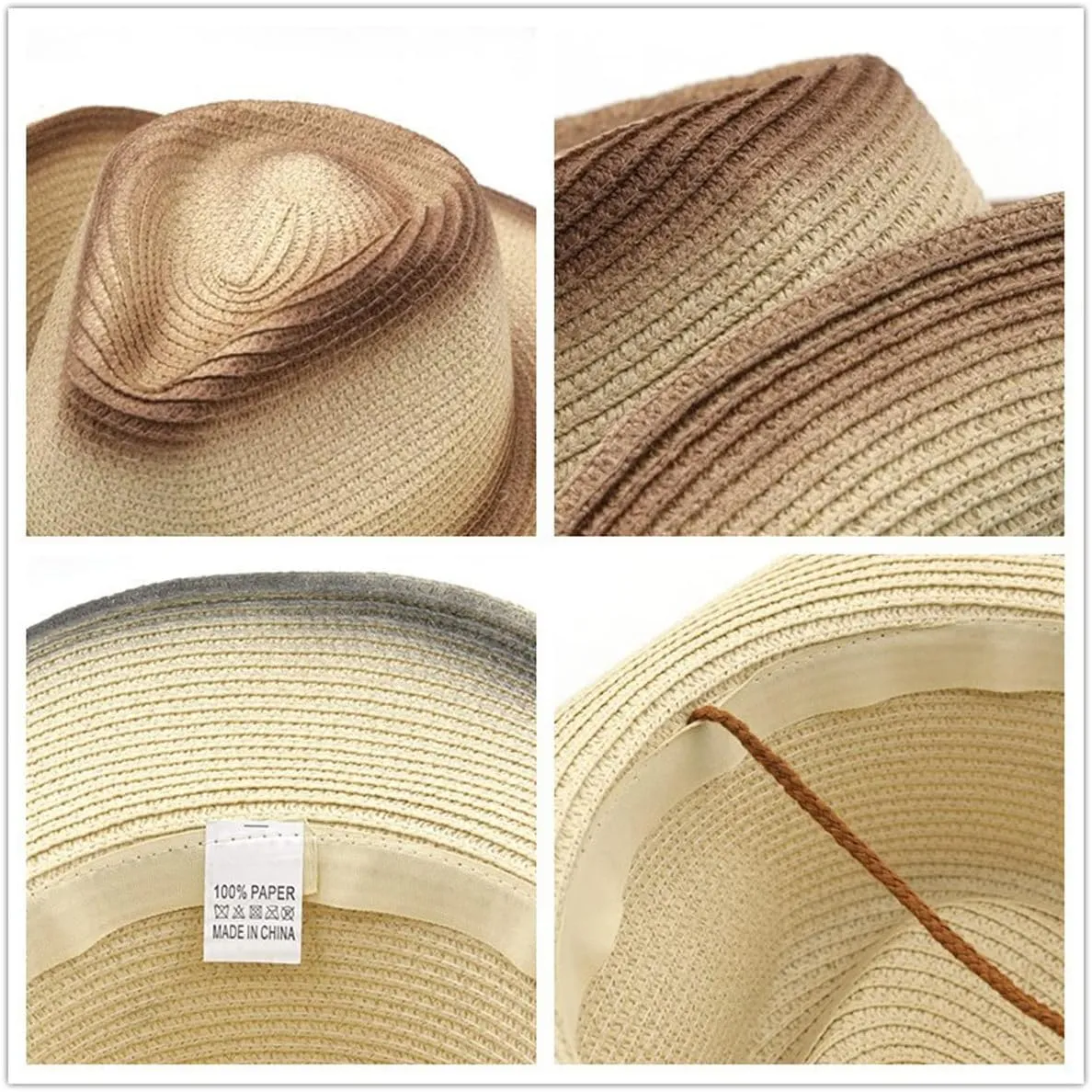 Mens Straw Cowgirl Cowboy Hat Women Floppy Packable Wide Brim Sun Hat UPF50 Western Panama Travel Beach Cap Fedora Bucket Hat