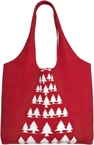 Merry Christmas Birch Tree Print Canvas Tote Bags,Reusable Cloth Bags For Shopping Beach Grocery Trendy