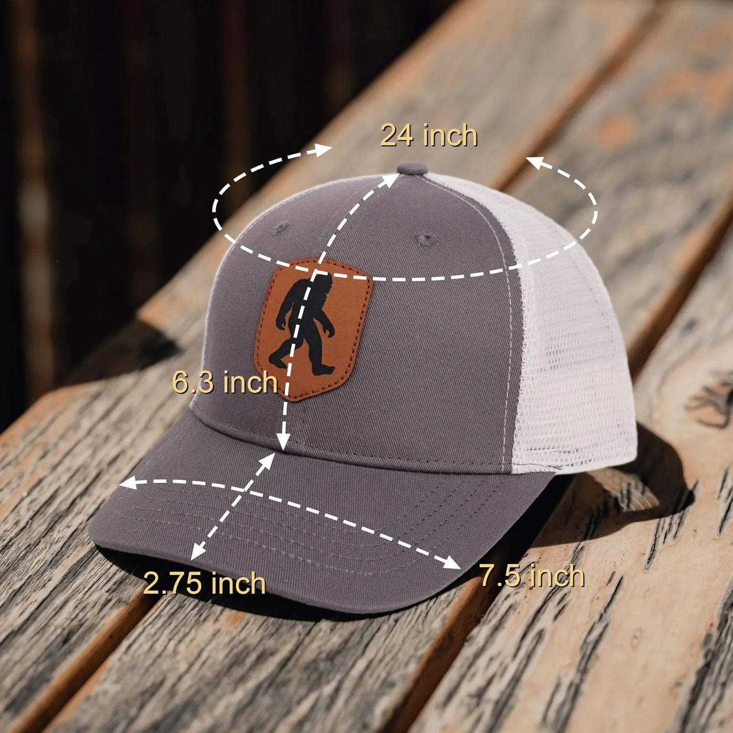 Mesh Bigfoot Hat Leather Cap for Men- Great Snapback Closure Sasquatch Hat for Hunting & Hiking