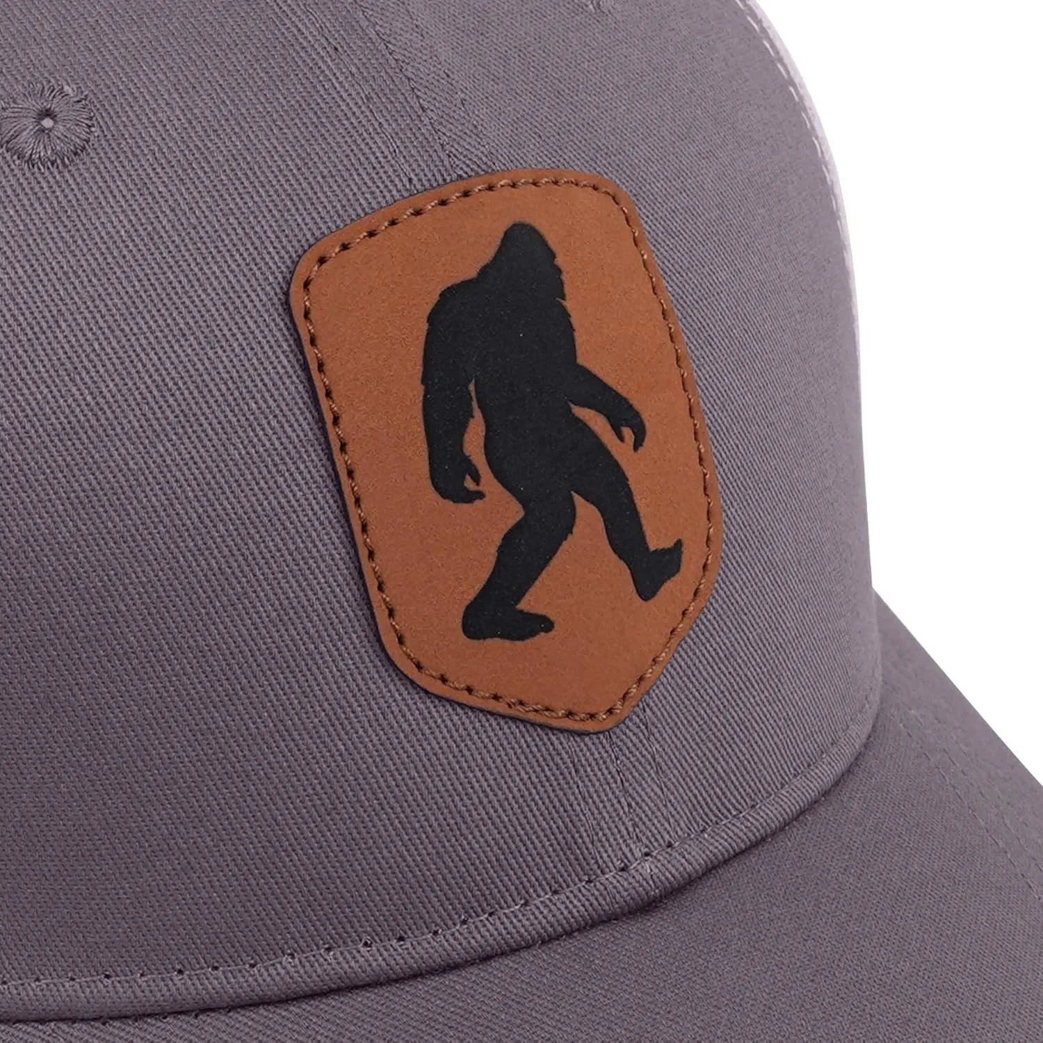 Mesh Bigfoot Hat Leather Cap for Men- Great Snapback Closure Sasquatch Hat for Hunting & Hiking