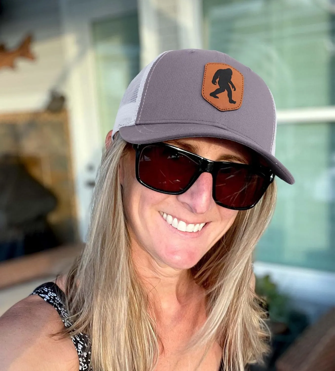 Mesh Bigfoot Hat Leather Cap for Men- Great Snapback Closure Sasquatch Hat for Hunting & Hiking