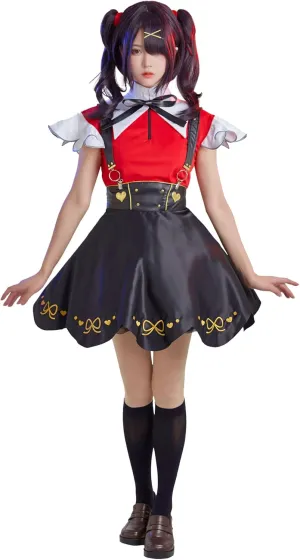 miccostumes Womens Game Streamer Cosplay Costume Kawaii Suspender Skirt with Accessories