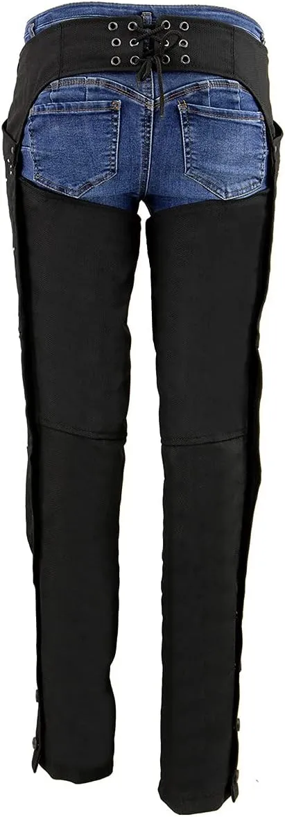 Milwaukee Leather SH1956 Women's 'Winged' Solid Black Textile Chaps