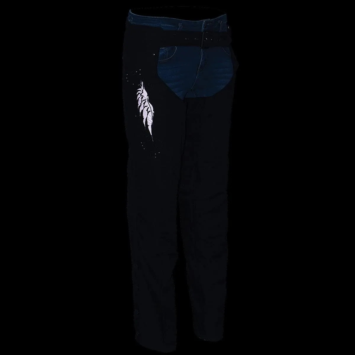 Milwaukee Leather SH1956 Women's 'Winged' Solid Black Textile Chaps