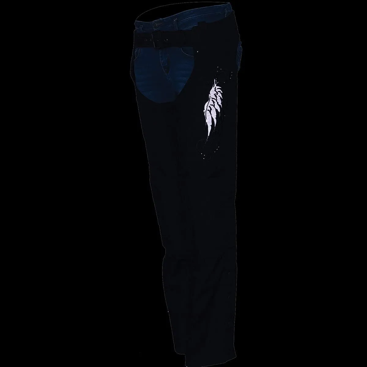 Milwaukee Leather SH1956 Women's 'Winged' Solid Black Textile Chaps