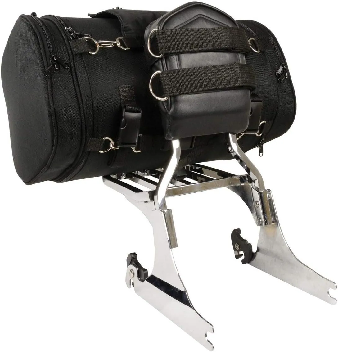 Milwaukee Performance SH683 Large Black Textile Duffel Style Motorcycle Sissy Bar Bag with Carry Strap - One Size