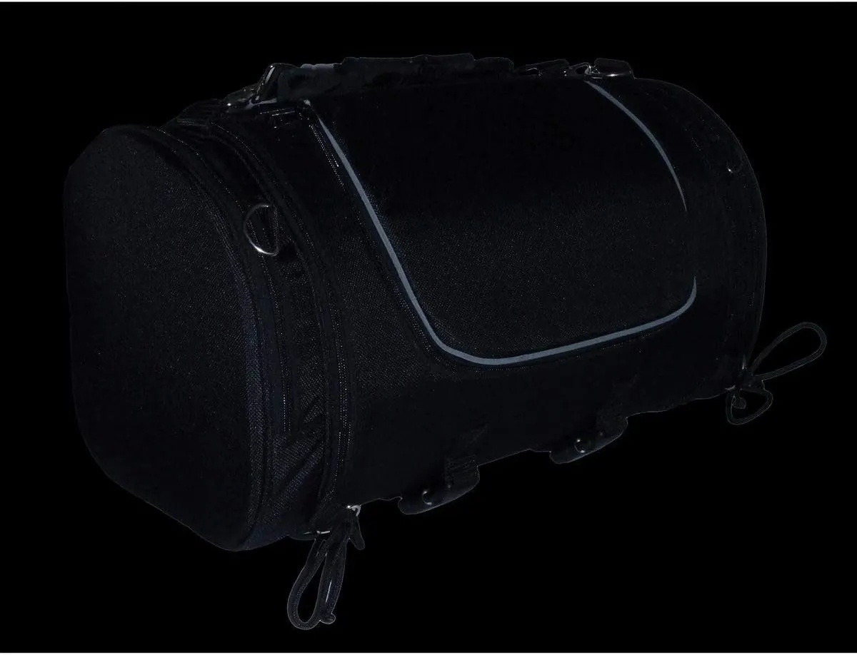 Milwaukee Performance SH683 Large Black Textile Duffel Style Motorcycle Sissy Bar Bag with Carry Strap - One Size