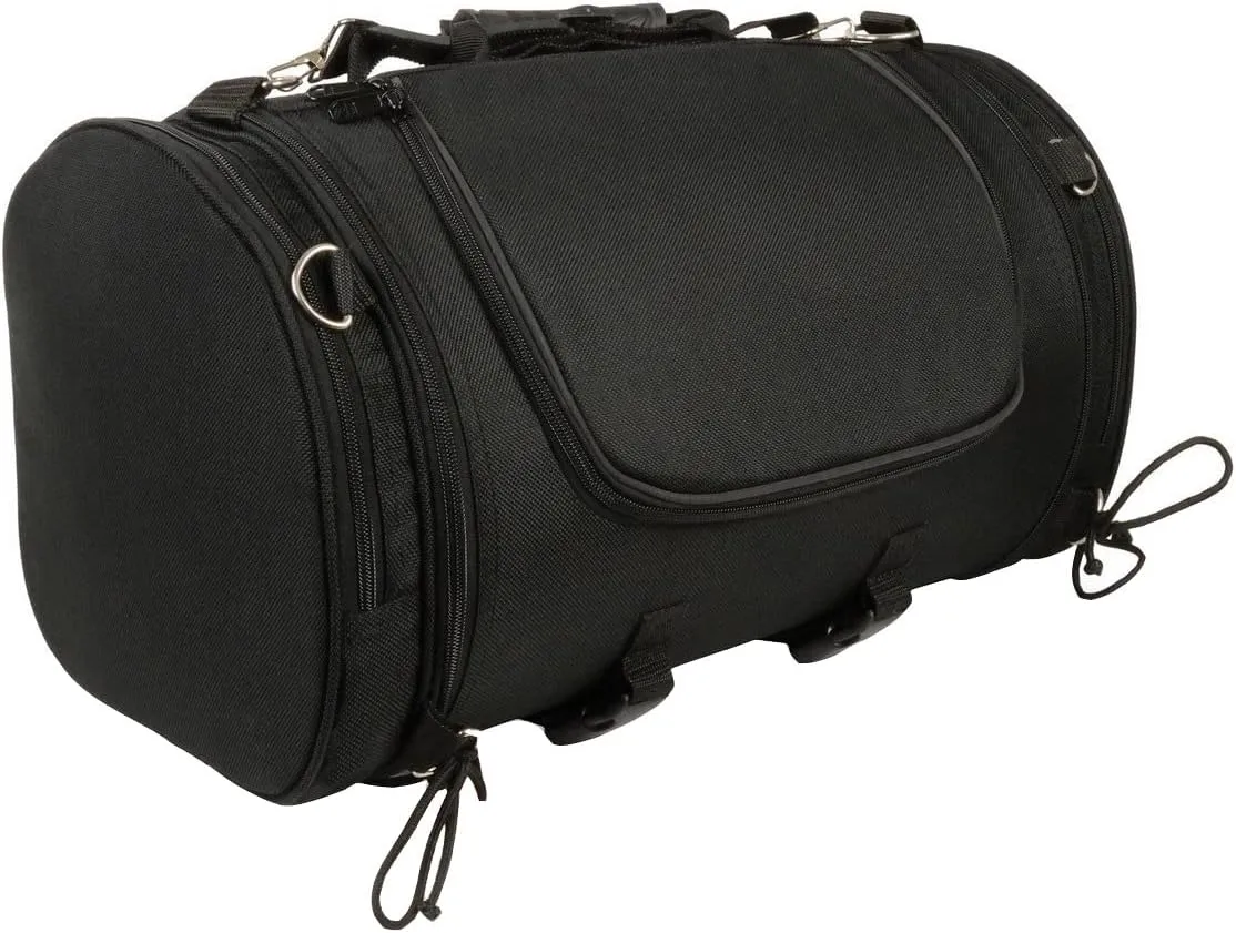Milwaukee Performance SH683 Large Black Textile Duffel Style Motorcycle Sissy Bar Bag with Carry Strap - One Size