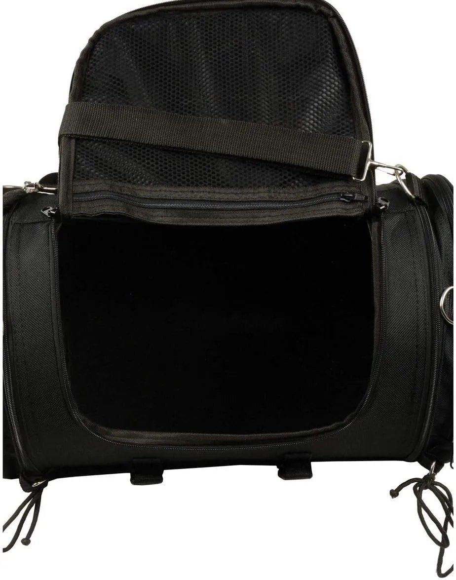 Milwaukee Performance SH683 Large Black Textile Duffel Style Motorcycle Sissy Bar Bag with Carry Strap - One Size