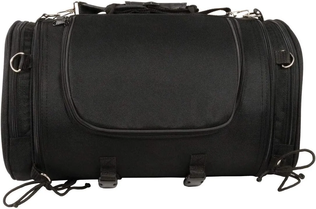 Milwaukee Performance SH683 Large Black Textile Duffel Style Motorcycle Sissy Bar Bag with Carry Strap - One Size