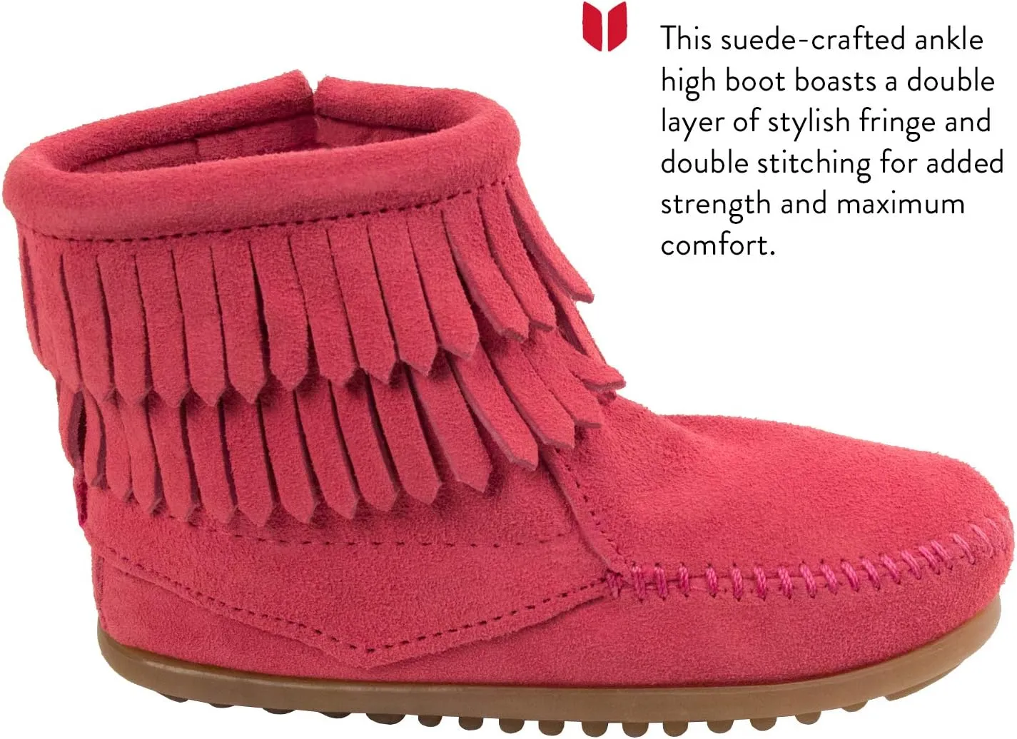Minnetonka Children's Double Fringe Side Zip Boot