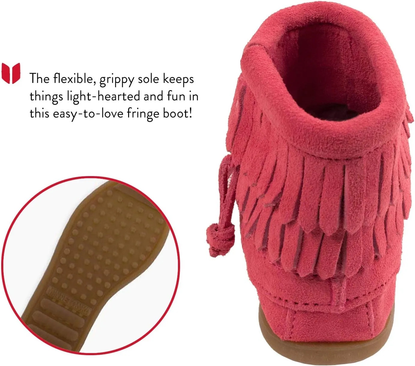 Minnetonka Children's Double Fringe Side Zip Boot