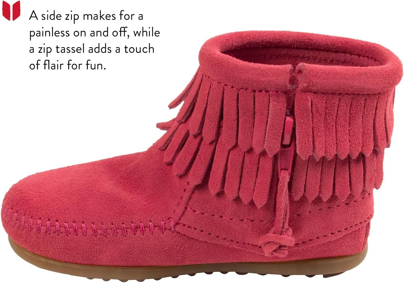 Minnetonka Children's Double Fringe Side Zip Boot