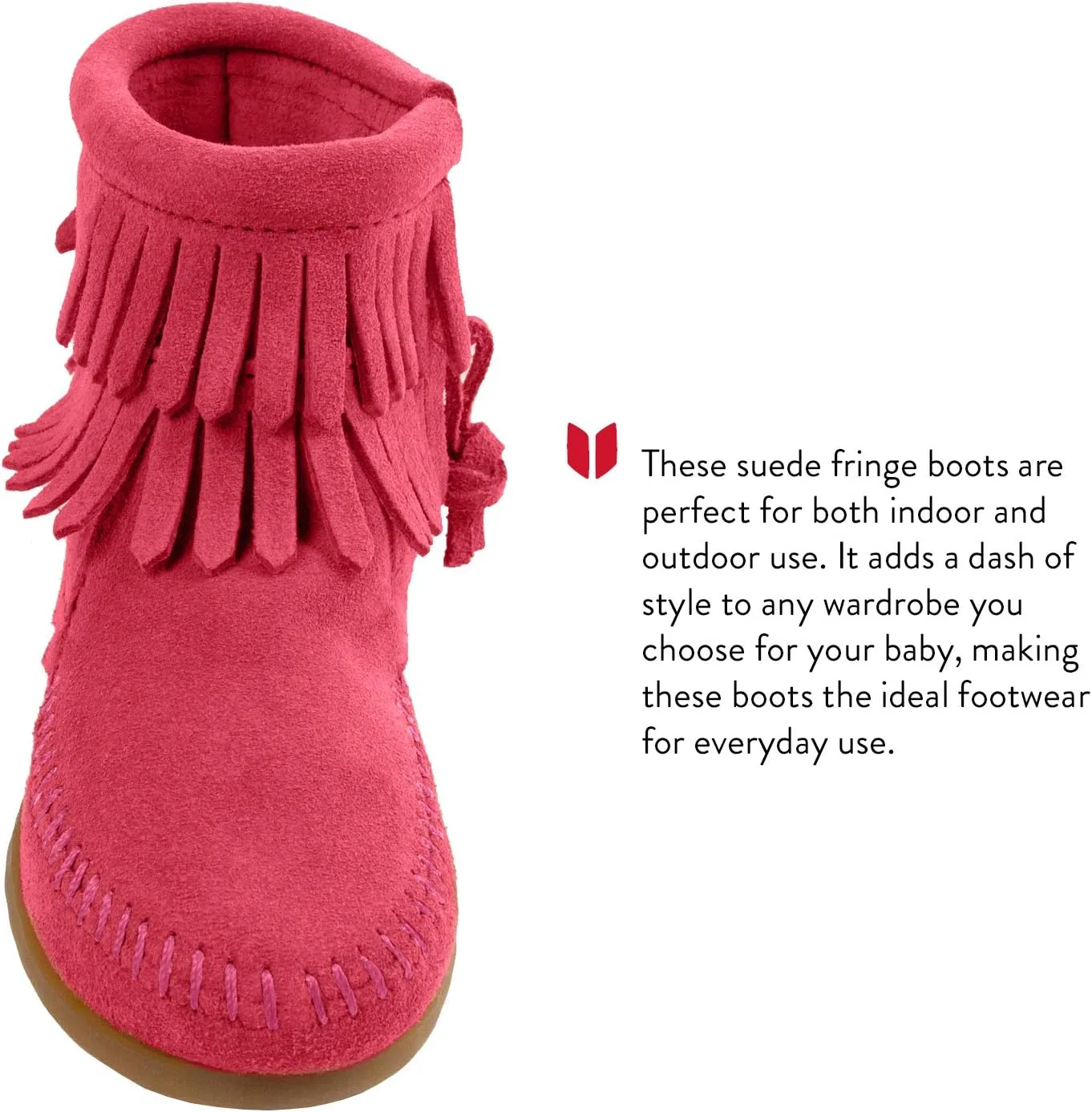 Minnetonka Children's Double Fringe Side Zip Boot
