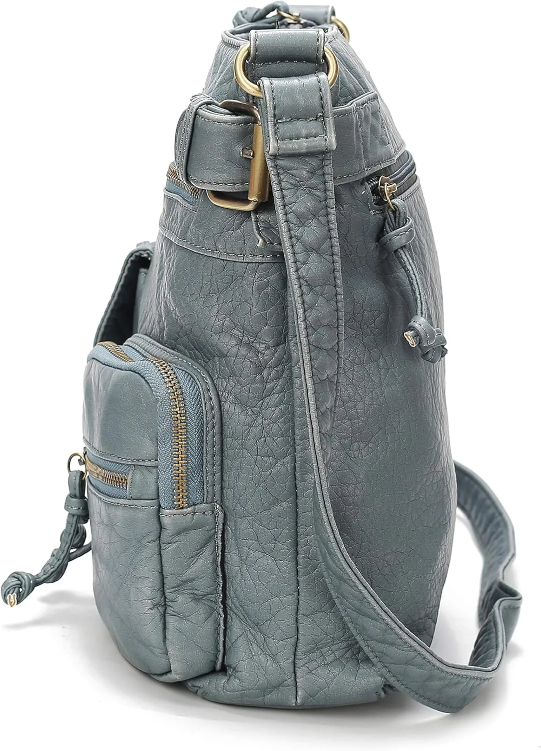 MKF Crossbody Bag for Women: PU Leather Tote Shoulder Bag, Soft Slouchy Handbag Purse, Lady Multi Pocket Pocketbook
