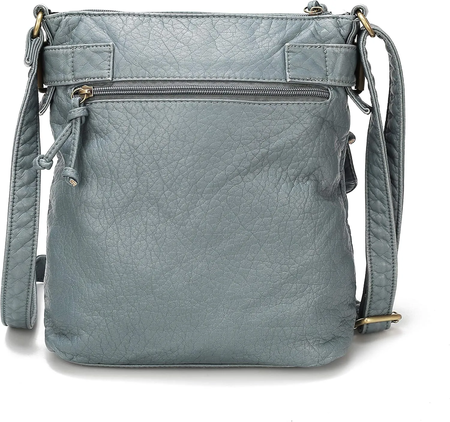MKF Crossbody Bag for Women: PU Leather Tote Shoulder Bag, Soft Slouchy Handbag Purse, Lady Multi Pocket Pocketbook