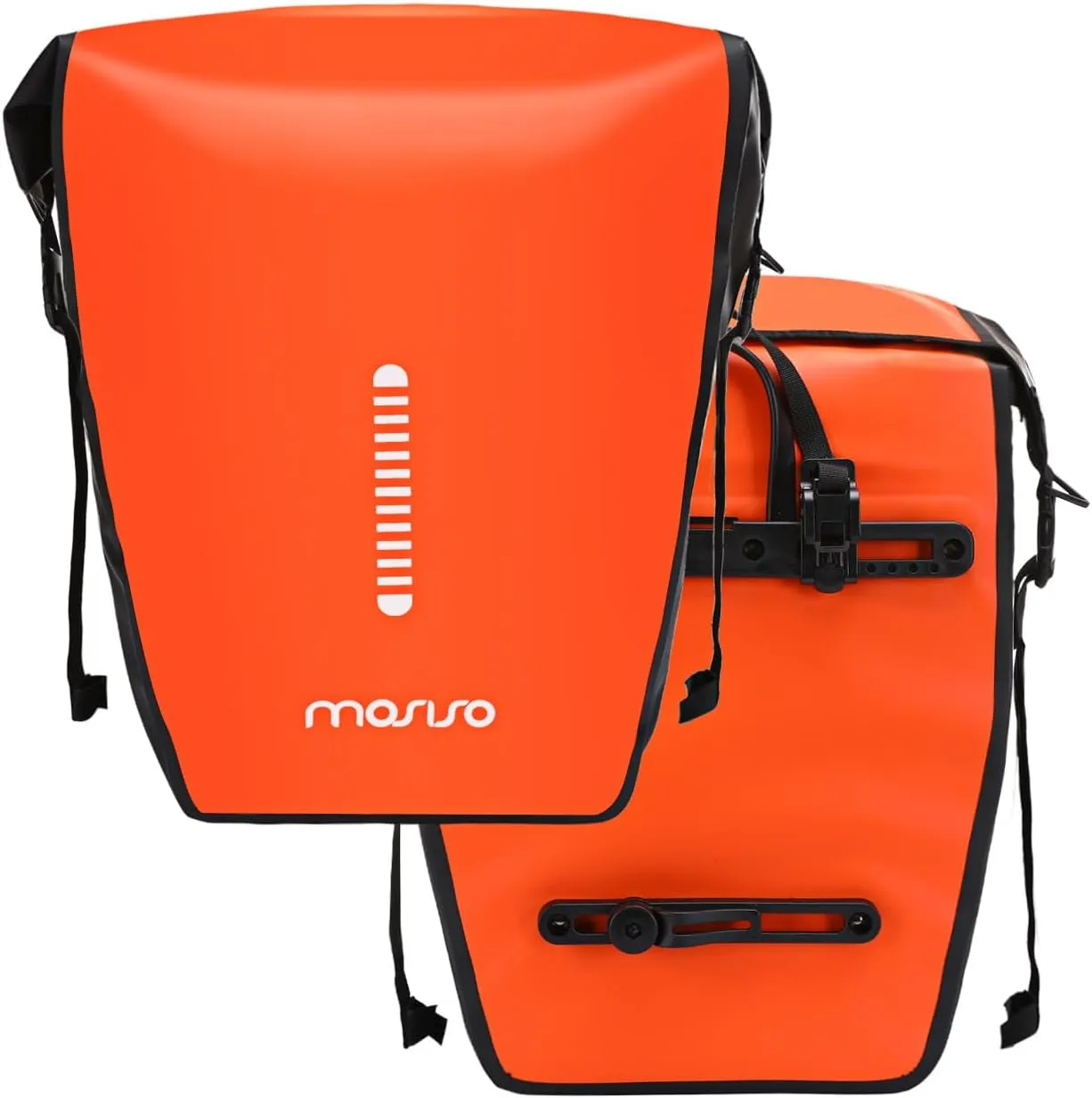 MOSISO 18L Bike Panniers 2 Pack, Waterproof Large Capacity Bicycle Panniers, Bike Shoulder Bag Rear Rack Luggage Trunk Bag with Reflective Strips for Road Mountain Cycling Traveling Commuting, Orange