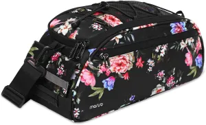 MOSISO Bike Rack Bag, Blooming Peony Waterproof Bicycle Trunk Pannier Rear Seat Pouch Cycling Bike Carrier Backseat Storage Luggage Saddle Shoulder Bag, Black