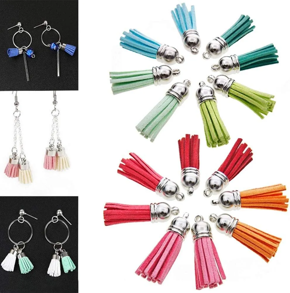 MSCFTFB 100 Pieces 1.5inch Mini Tassels Faux Suede Mala Tassel Kit for Earring Necklace Jewelry Making Garland Keychain Dreamcatcher Charms DIY Crafts (Rose)