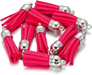 MSCFTFB 100 Pieces 1.5inch Mini Tassels Faux Suede Mala Tassel Kit for Earring Necklace Jewelry Making Garland Keychain Dreamcatcher Charms DIY Crafts (Rose)