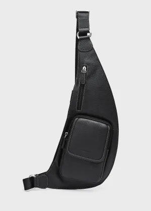 Multi-pocket leather bag for men