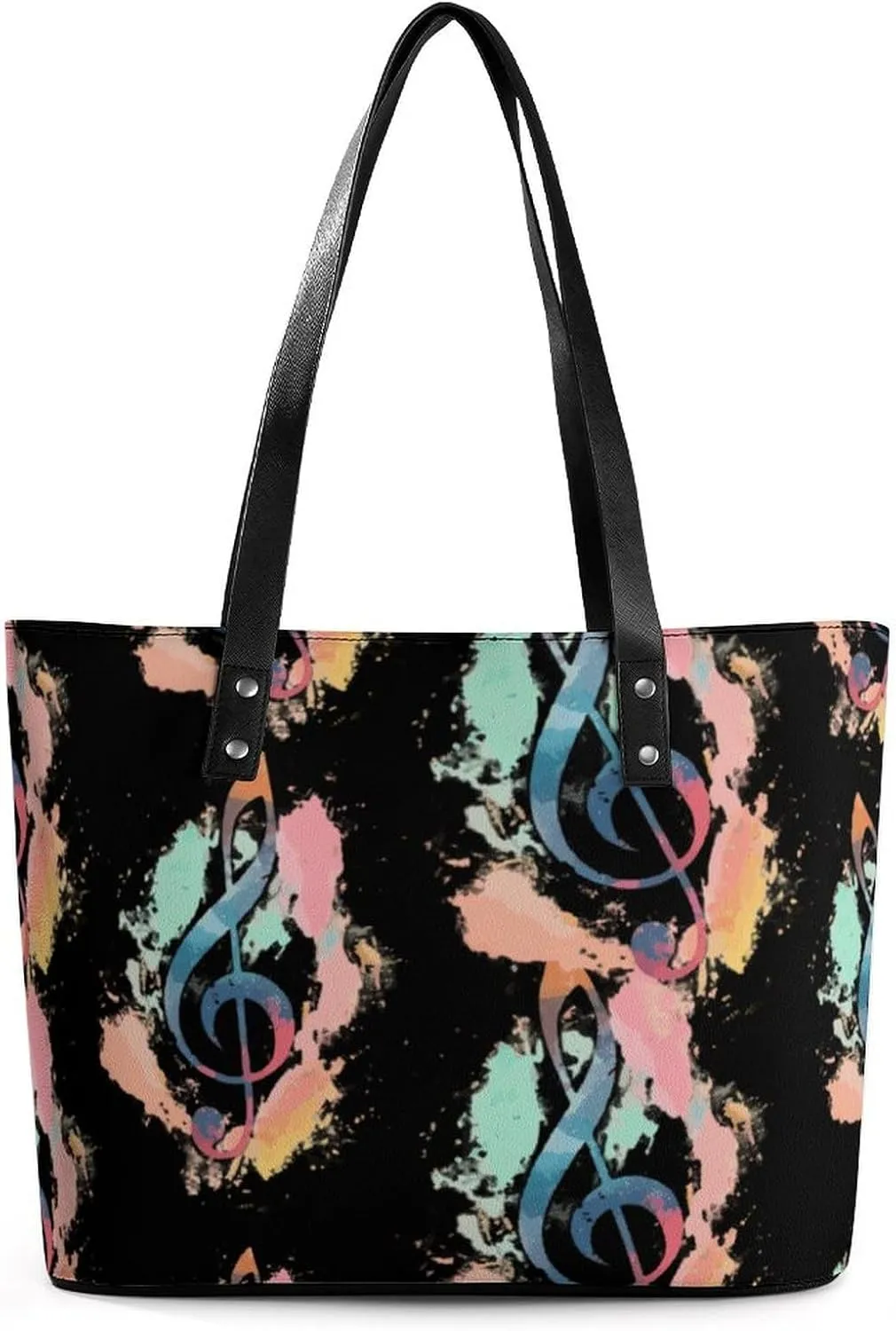 Music Note Women's Tote Shoulder Bag Handbag Top Handle Leather 29 * 34 * 14cm
