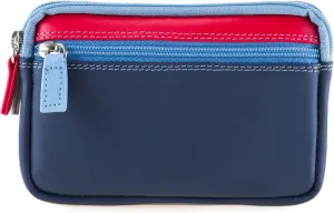mywalit Small Leather Double Zip Purse | Coin Pocket & Zipped Compartment | Card Slot | Royal | Stylish & Compact Accessory for Men & Women | Perfect for Everyday Use