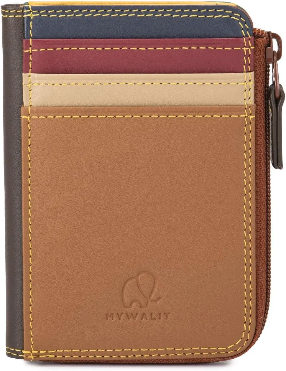 mywalit Small Zip Leather Purse | 3 Card Slots | ID Window & Coin Pocket | Bosco | Stylish & Compact Accessory for Men & Women | Perfect for Everyday Use