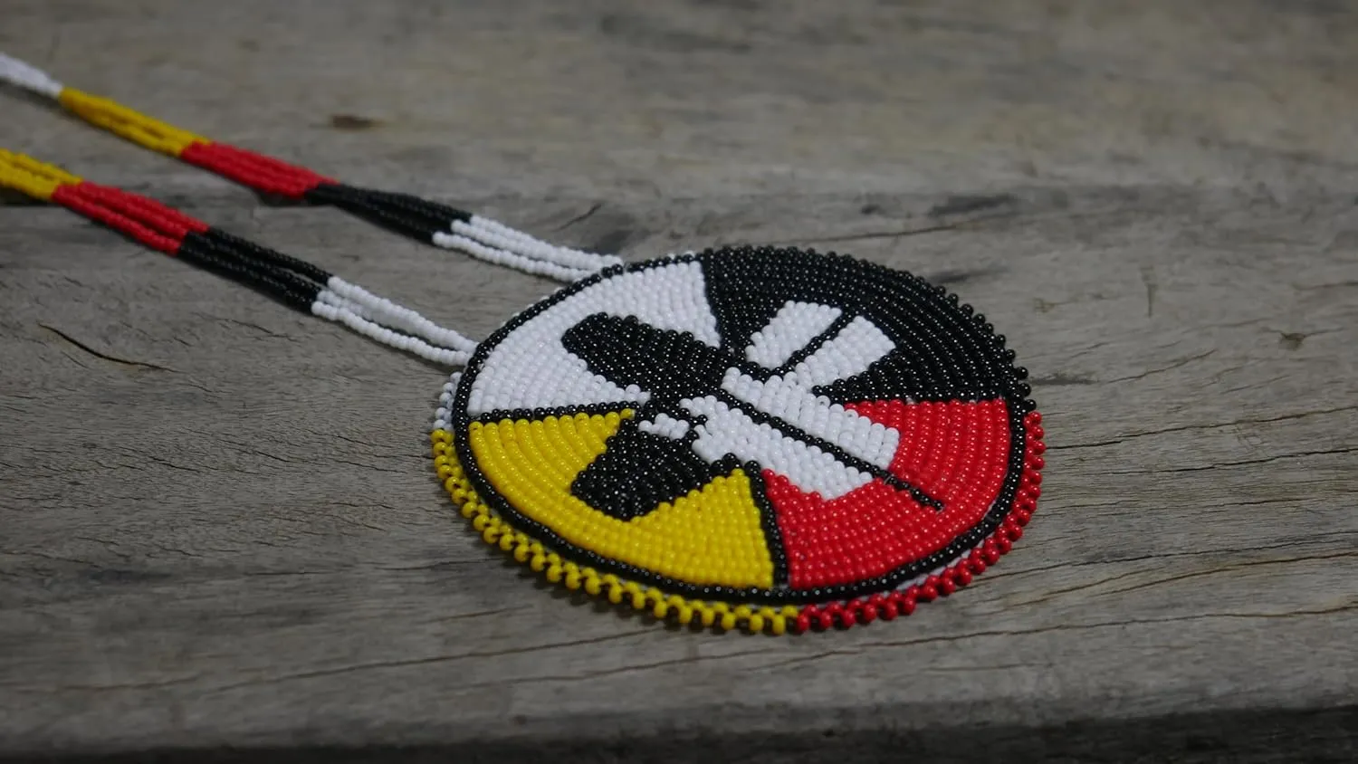 Native American Style Layered Beaded Medallion Necklace - Handmade Seed Bead Tribal Ethnic Necklace MN-25-33